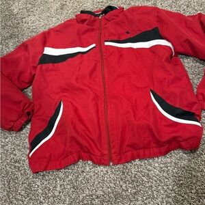 🍑Red Bomber Jacket with Black and White Accents